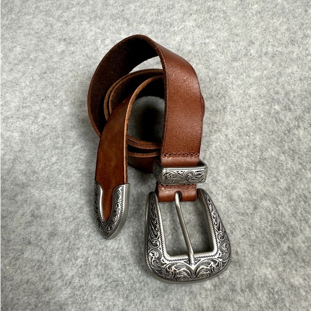 Leather Western Belt Women's M Brown Adjustable Urban Outfitters Rodeo Cowhide - Picture 10 of 11
